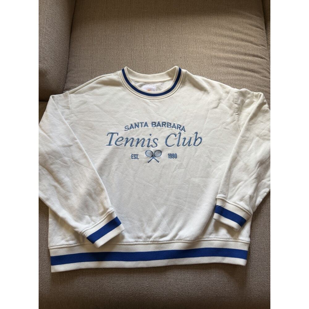 Lazy Sunday Santa Barbara Tennis Club Embroidered Crewneck Sweatshirt Size XL